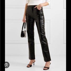 Toteme Olbia Coated Cotton Blend Straight Leg Pants